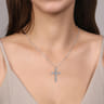 14K White Gold Diamond Cross Pendant Necklace - 1 ct