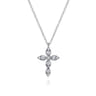 14K White Gold Diamond Cross Pendant Necklace - 0.25 ct