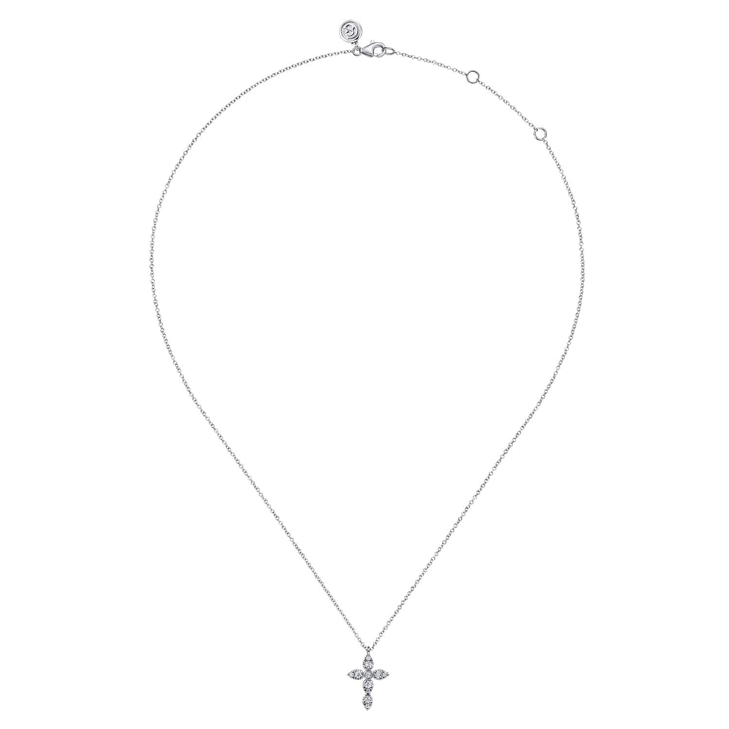 14K White Gold Diamond Cross Pendant Necklace - 0.25 ct - Shot 2