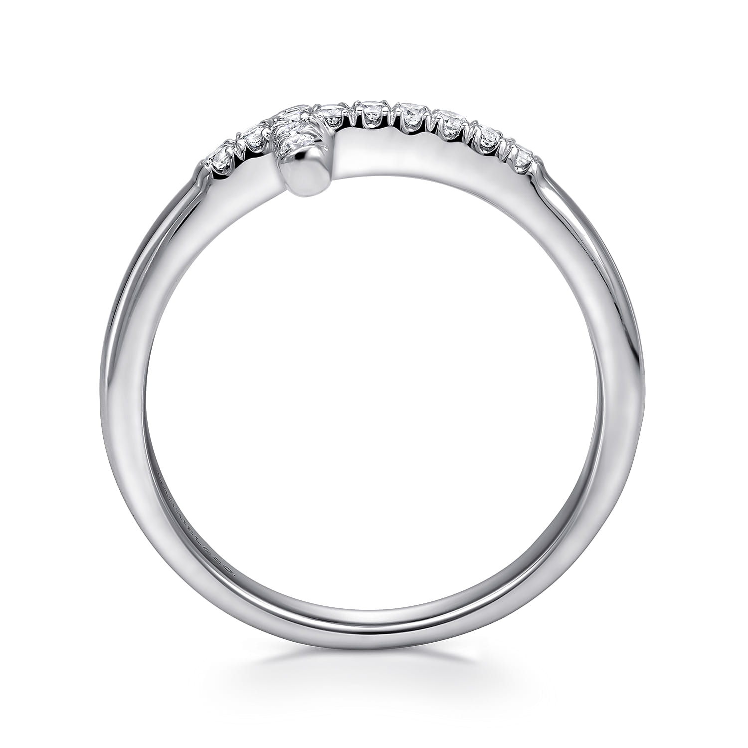 14K White Gold Diamond Cross Ring