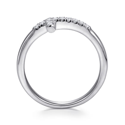 14K White Gold Diamond Cross Ring