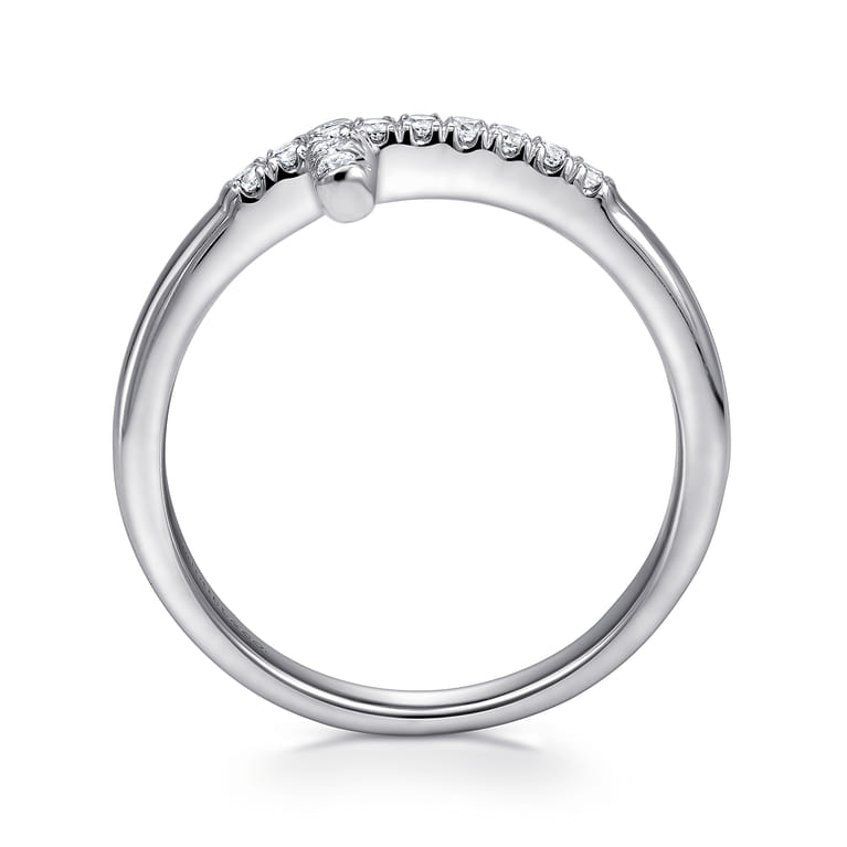 14K White Gold Diamond Cross Ring - 0.13 ct - Shot 2