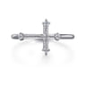 14K White Gold Diamond Cross Ring - 0.08 ct