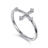 14K White Gold Diamond Cross Ring - 0.08 ct