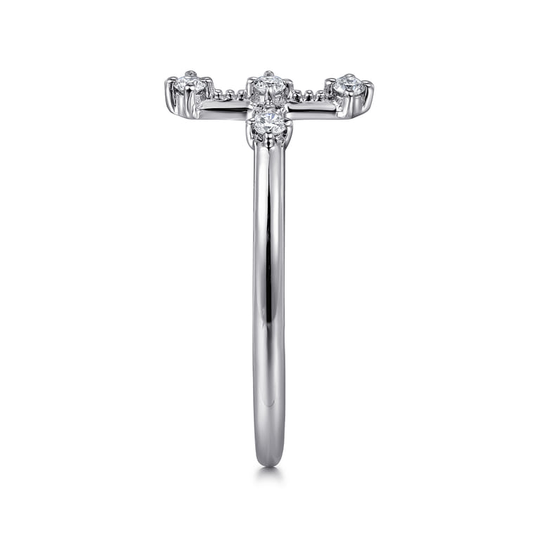14K White Gold Diamond Cross Ring - 0.08 ct - Shot 4