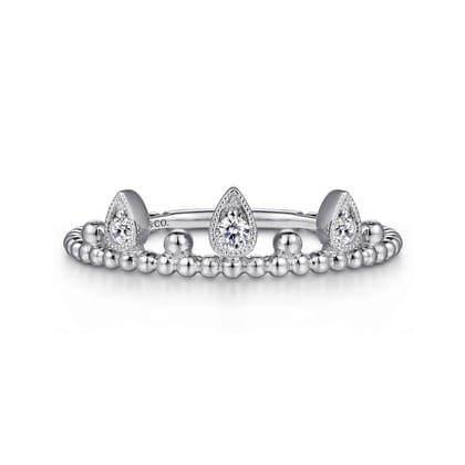 14K White Gold Diamond Crown Bujukan Ring