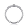 14K White Gold Diamond Crown Bujukan Ring - 0.08 ct