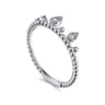 14K White Gold Diamond Crown Bujukan Ring - 0.08 ct