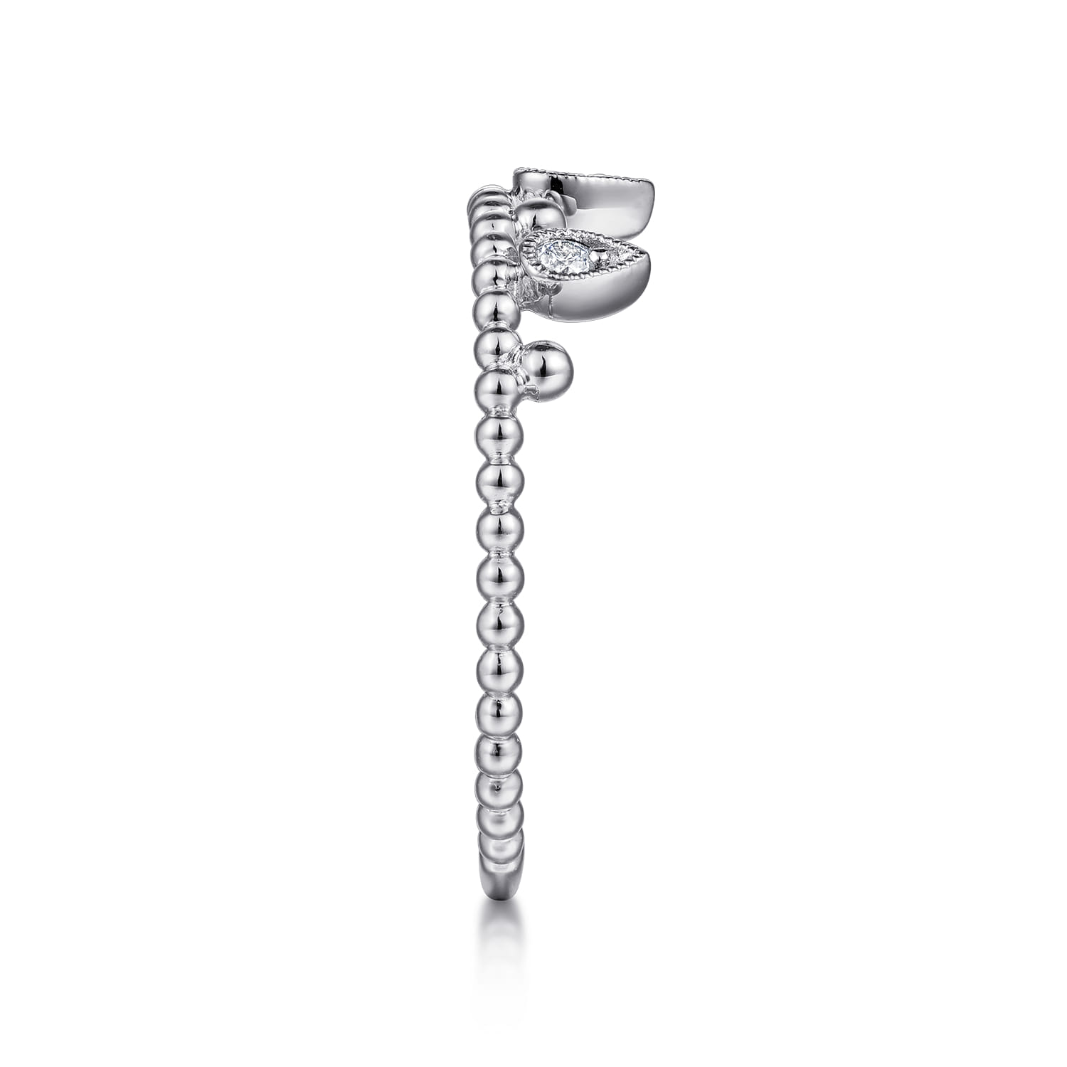 14K White Gold Diamond Crown Bujukan Ring - 0.08 ct - Shot 4