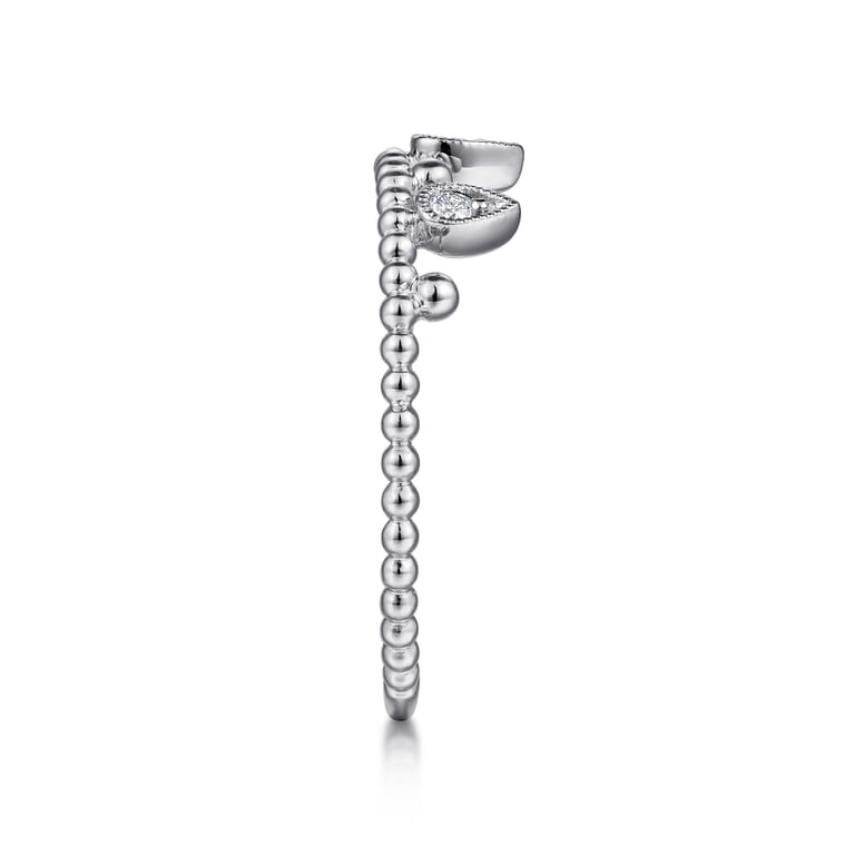 14K White Gold Diamond Crown Bujukan Ring - 0.08 ct - Shot 4