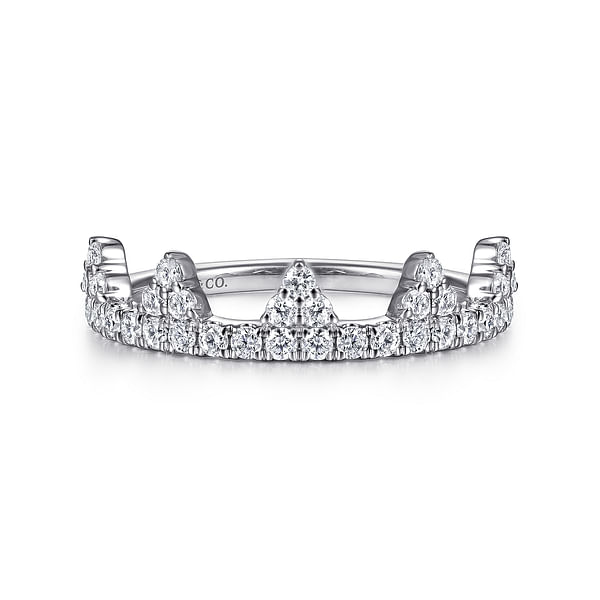 14K White Gold Stackable Crown Ring