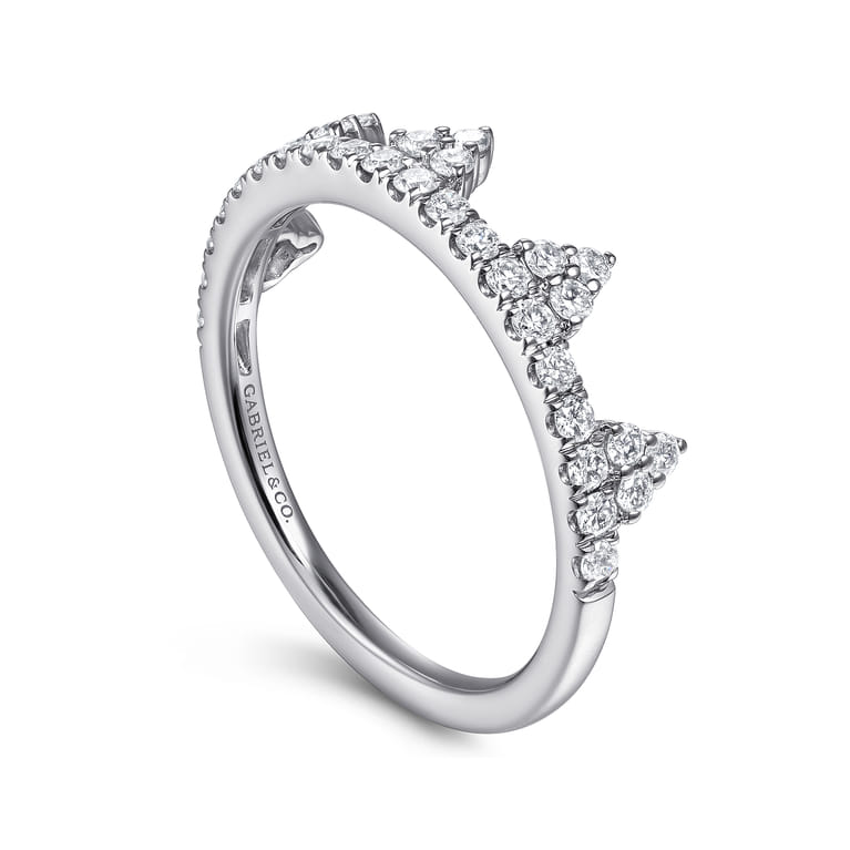 14K White Gold Diamond Crown Ring - 0.45 ct - Shot 3