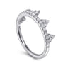 14K White Gold Diamond Crown Ring - 0.45 ct