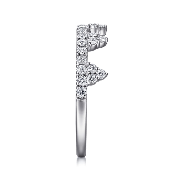 14K White Gold Diamond Crown Ring - 0.45 ct - Shot 4