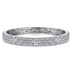 14K White Gold Diamond Cuff Bangle Bracelet