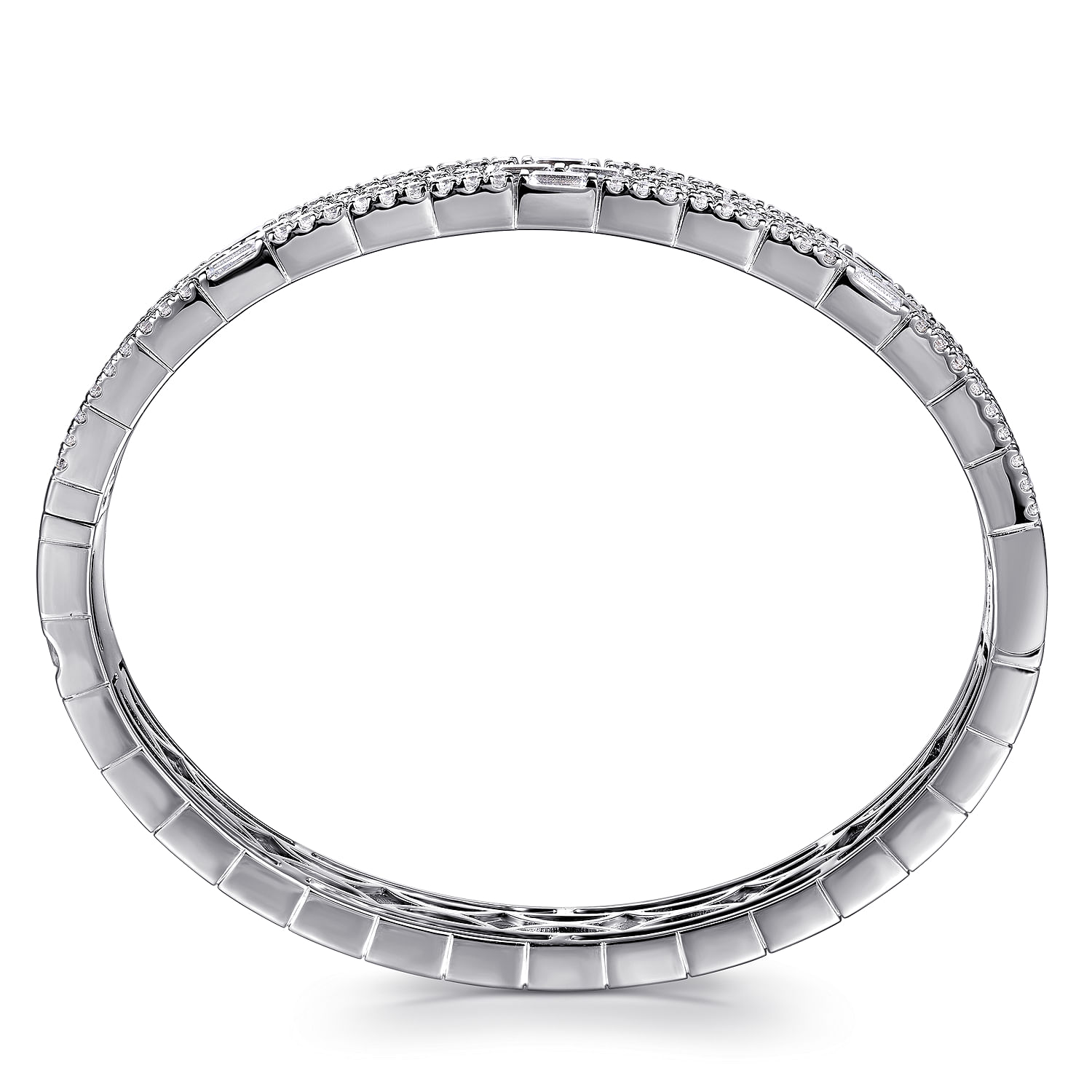 14K White Gold Diamond Cuff Bangle Bracelet - 2.5 ct - Shot 3