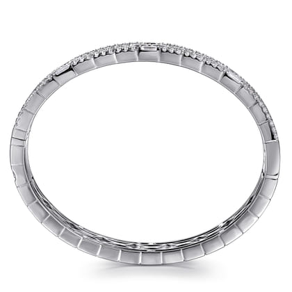 14K White Gold Diamond Cuff Bangle Bracelet