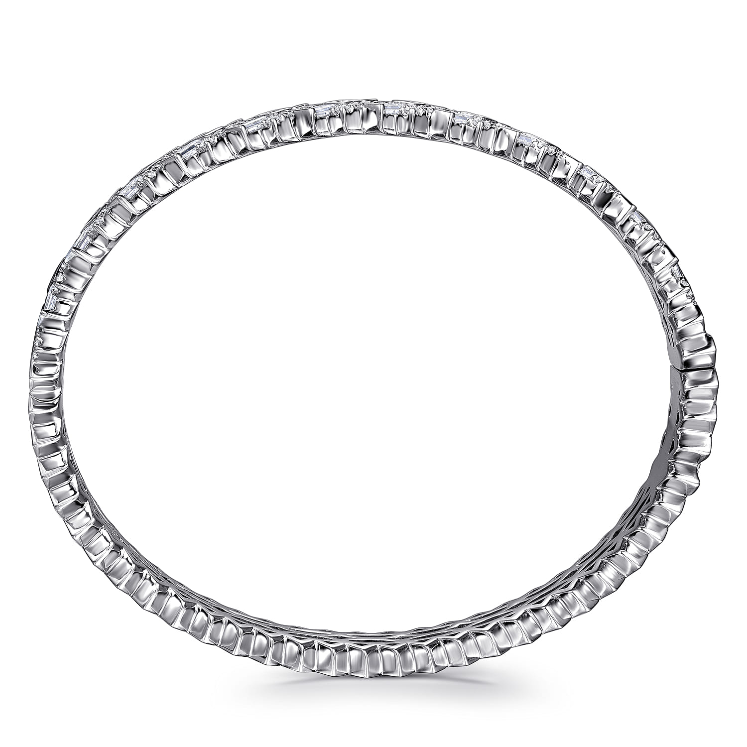 14K White Gold Diamond Cuff Bangle - 3.35 ct - Shot 3