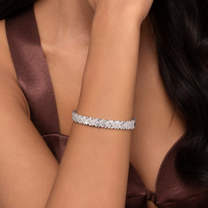 14K White Gold Diamond Cuff Bangle
