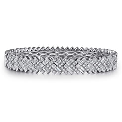 14K White Gold Diamond Cuff Bangle