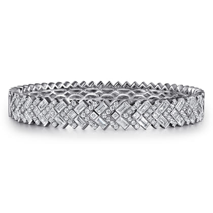14K White Gold Diamond Cuff Bangle