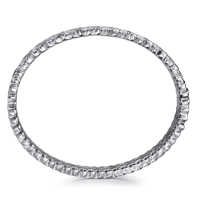 14K White Gold Diamond Cuff Bangle - 4.1 ct - Shot 3