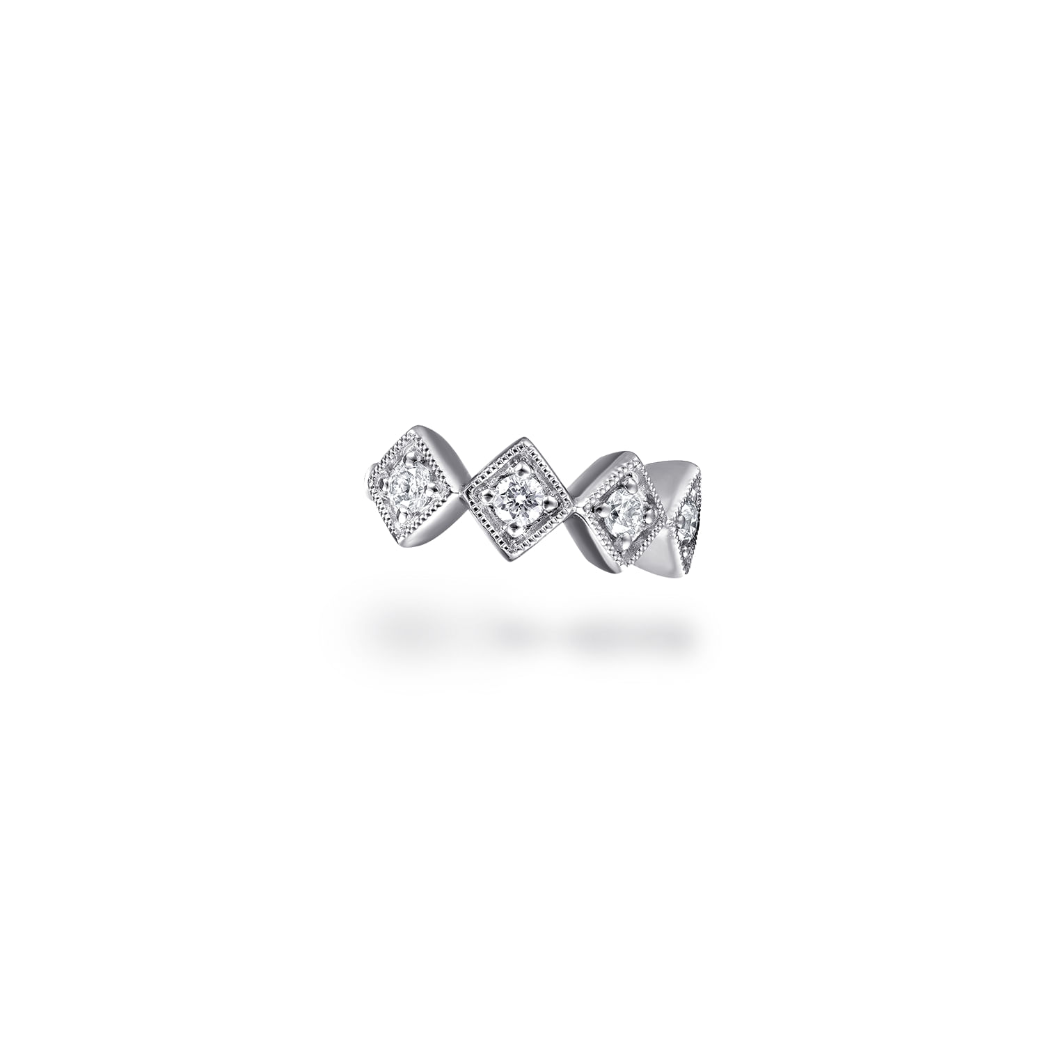 14K White Gold Diamond Cuff Earring