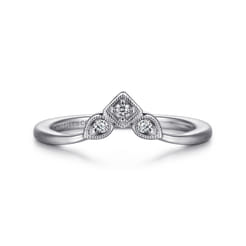14K White Gold Diamond Curved Anniversary Band