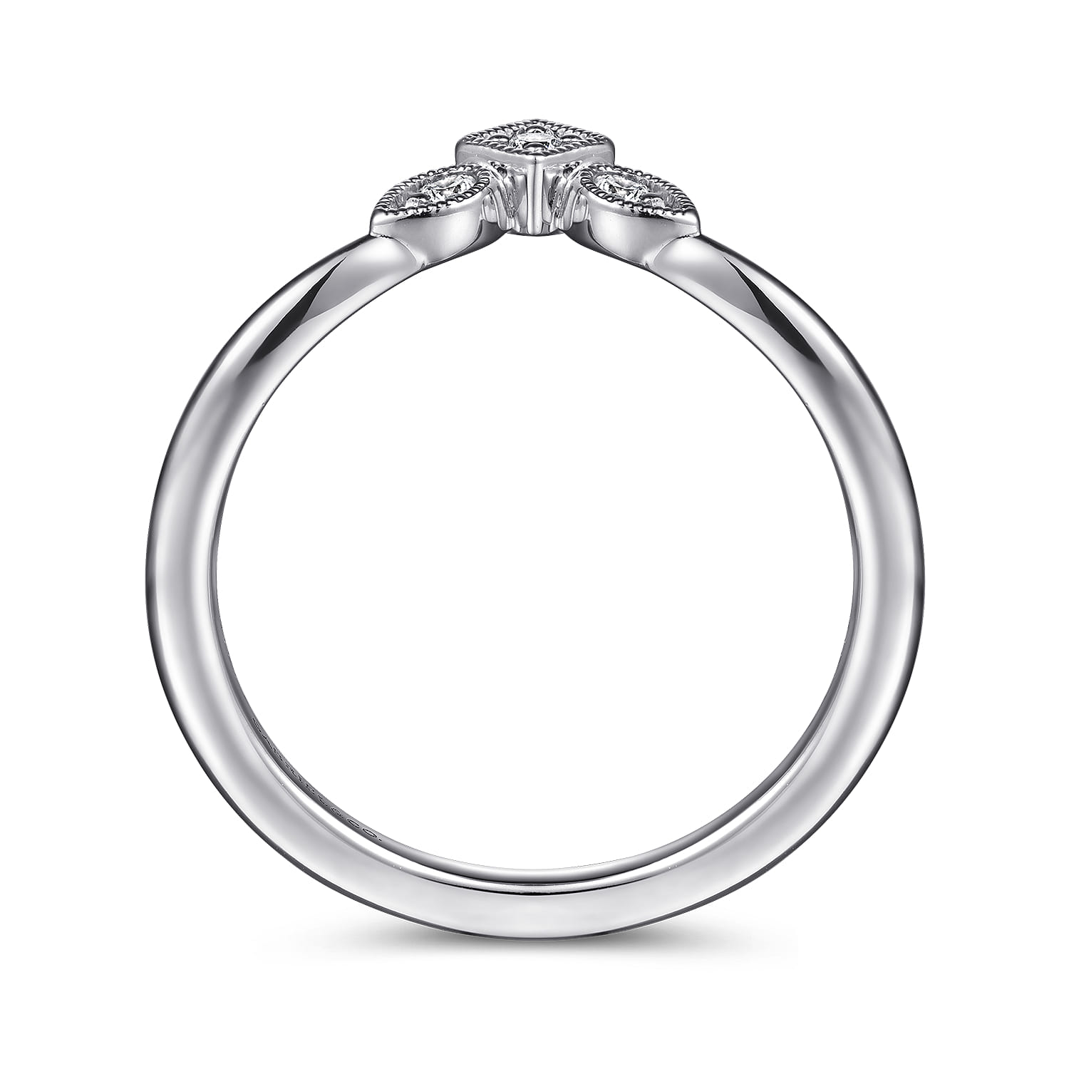 Curved Wedding Ring in 14k White Gold with Round Natural Diamond at Gabriel & Co. - Shot 2