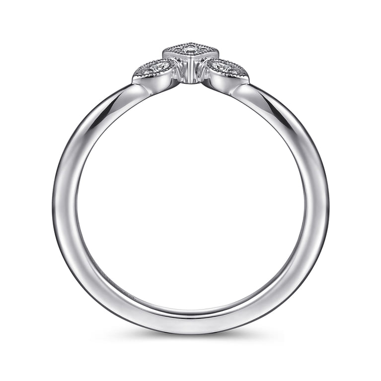 Curved Wedding Ring in 14k White Gold with Round Natural Diamond at Gabriel & Co. - Shot 2