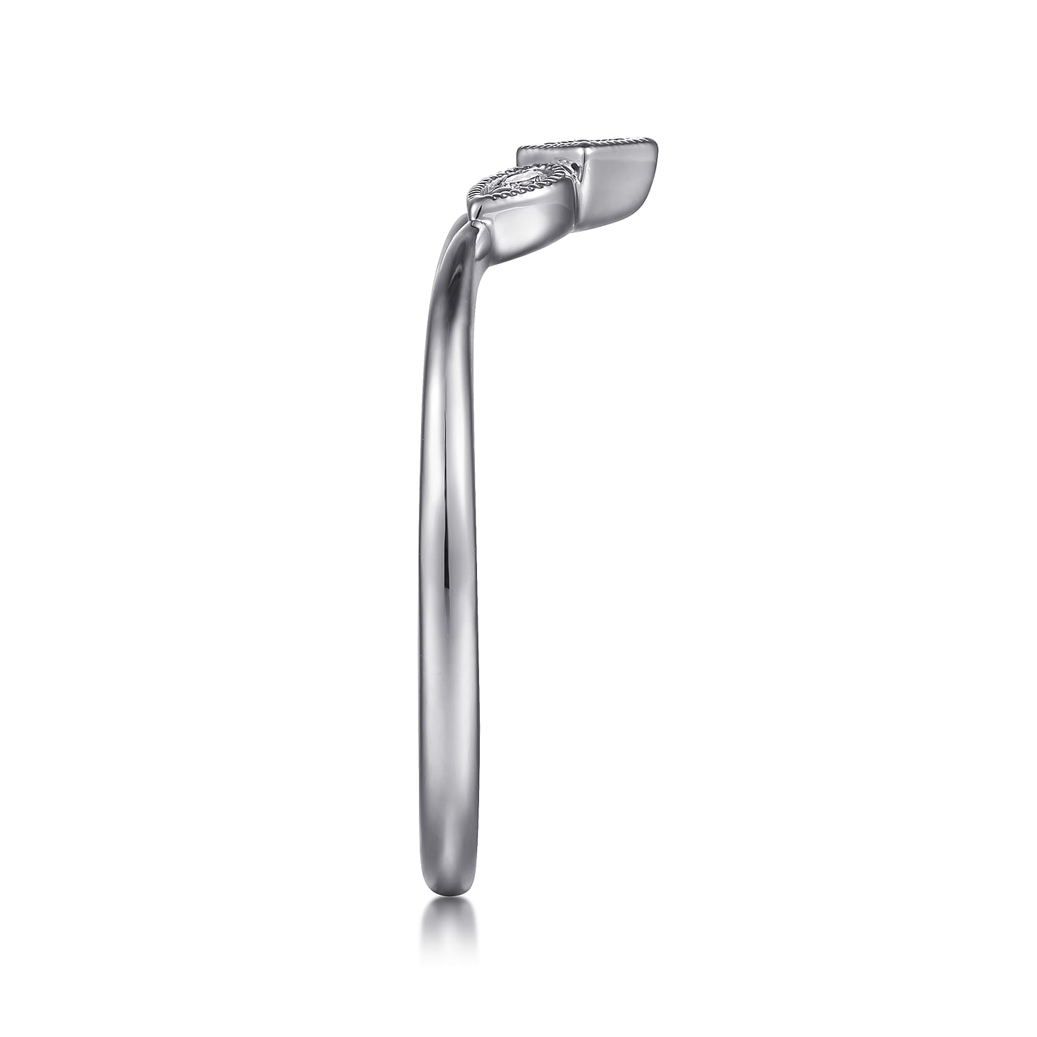 Curved Wedding Ring in 14k White Gold with Round Natural Diamond at Gabriel & Co. - Shot 4