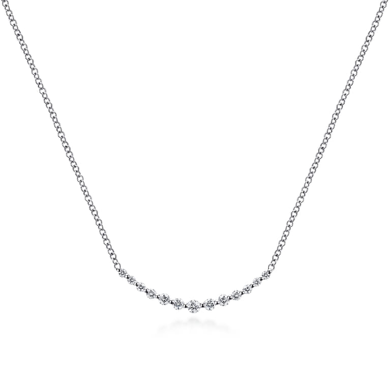 14K White Gold Diamond Curved Bar Necklace - 0.25 ct - Shot 1