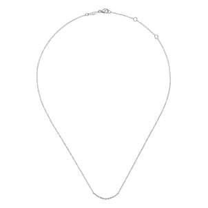 14K White Gold Diamond Curved Bar Necklace