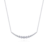 14K White Gold Diamond Curved Bar Necklace