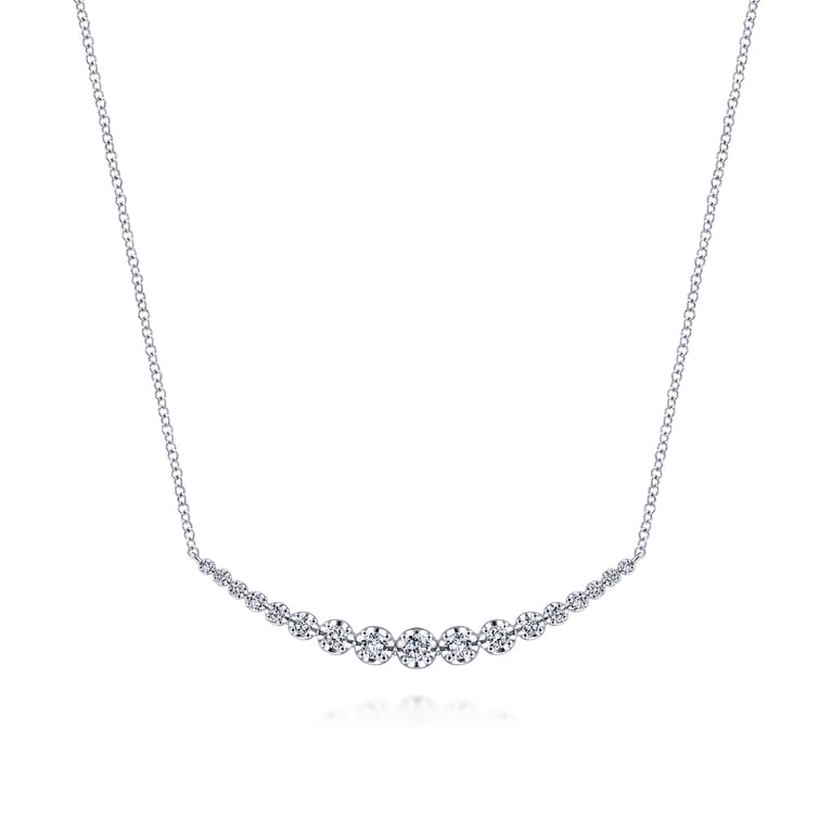 14K White Gold Diamond Curved Bar Necklace - 0.5 ct - Shot 1
