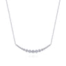 14K White Gold Diamond Curved Bar Necklace - 0.5 ct