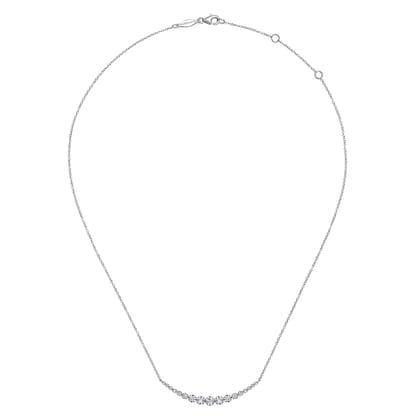 14K White Gold Diamond Curved Bar Necklace