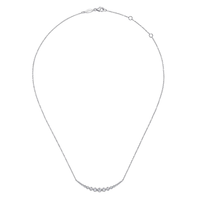 14K White Gold Diamond Curved Bar Necklace - 0.5 ct - Shot 2