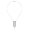 14K White Gold Diamond Curved Bar and Waterfall Chain Necklace - 0.18 ct
