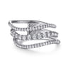 14K White Gold Diamond Curved Easy Stackable Ring - 0.55 ct