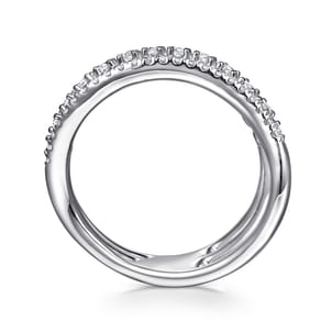 14K White Gold Diamond Curved Easy Stackable Ring