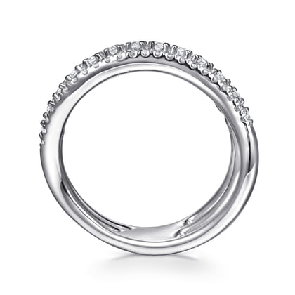 14K White Gold Diamond Curved Easy Stackable Ring