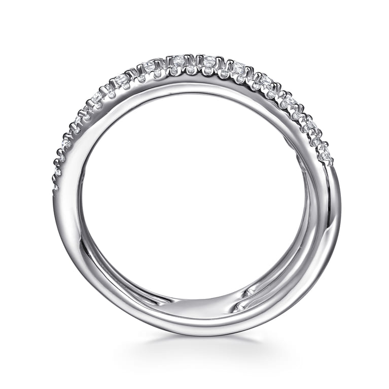 14K White Gold Diamond Curved Easy Stackable Ring - 0.55 ct - Shot 2