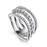 14K White Gold Diamond Curved Easy Stackable Ring - 0.55 ct