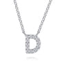 14K White Gold Diamond D Initial Pendant Necklace - 0.08 ct