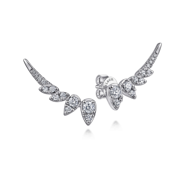 14K White Gold Diamond Diamond Crawler Earrings - 0.6 ct - Shot 1