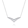 14K White Gold Diamond Double Chevron Bar Necklace - 0.75 ct