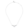14K White Gold Diamond Double Chevron Bar Necklace - 0.75 ct