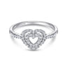 14K White Gold Diamond Double Heart Diamond Promise Ring - 0.24 ct