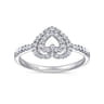 14K White Gold Diamond Double Heart Diamond Promise Ring - 0.24 ct